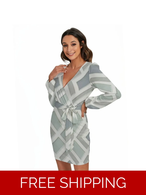 Motiff Long Sleeve Dress with Waist Belt